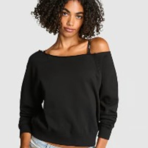 PINK Victoria's Secret Ivy Fleece Off-The-Shoulder Sweatshirt - Picture 7 of 15